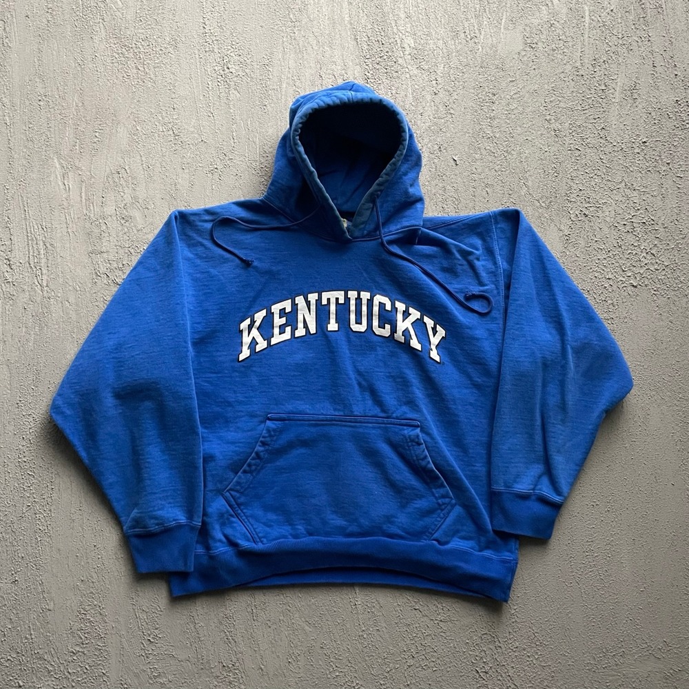Vintage Kentucky Embroidered Hoodie Men Medium Blue 90s Steve and Barrys